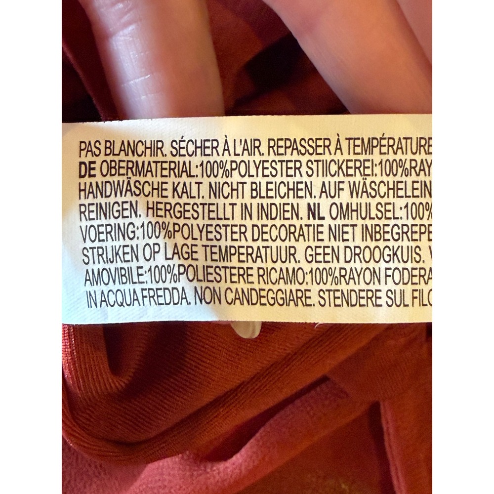 Forever 21 Dress Women Medium Orange Rust Beaded Embroidered Boho Halter Party - Picture 11 of 11